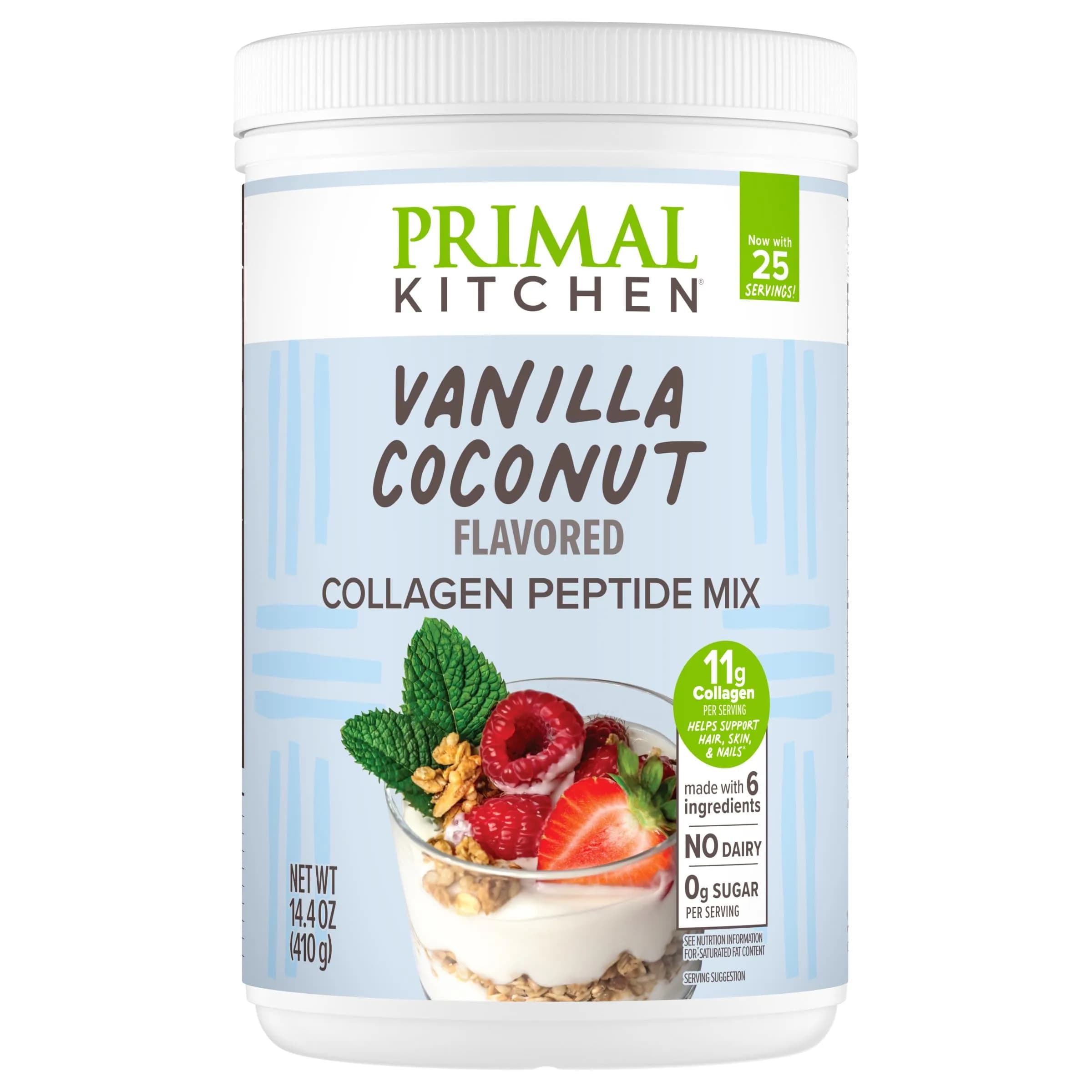 Primal Kitchen Vanilla Collagen Fuel Drink Mix 14.4 oz (408g) | 11g Collagen Peptides Per Serving — Vanilla Coconut