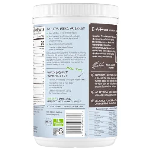 Primal Kitchen Vanilla Collagen Fuel Drink Mix 14.4 oz (408g) | 11g Collagen Peptides Per Serving thumbnail 8