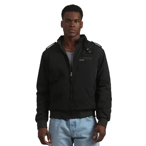 Members Only Men's Iconic Racer Quilted Lining & Slim Fit Jacket (Black, Medium) | Classic Windbreaker for Men thumbnail 1