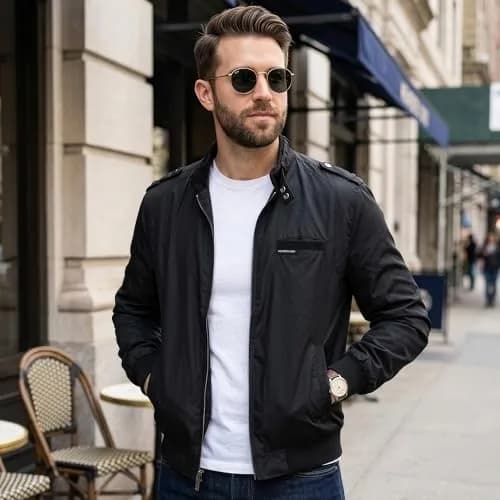 Members Only Men's Iconic Racer Quilted Lining & Slim Fit Jacket (Black, Medium) | Classic Windbreaker for Men thumbnail 3