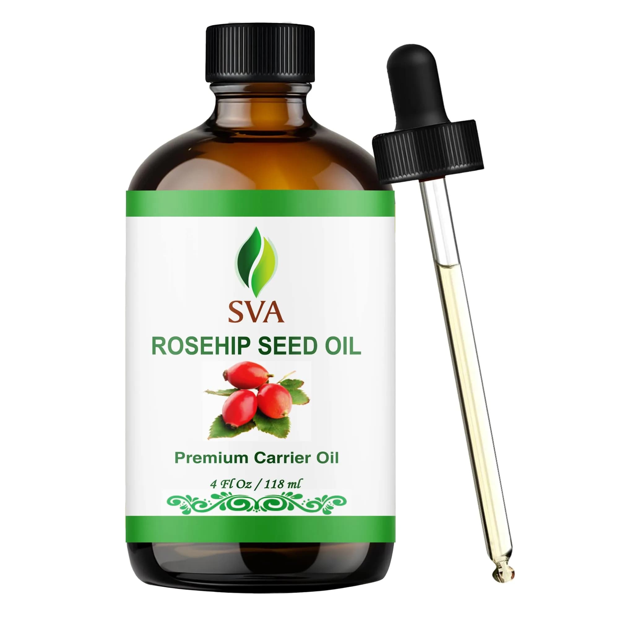 SVA ORGANICS Organic Rosehip Seed Oil 4 Fl Oz (118 ml) - Pure & Natural Carrier Oil - main product image