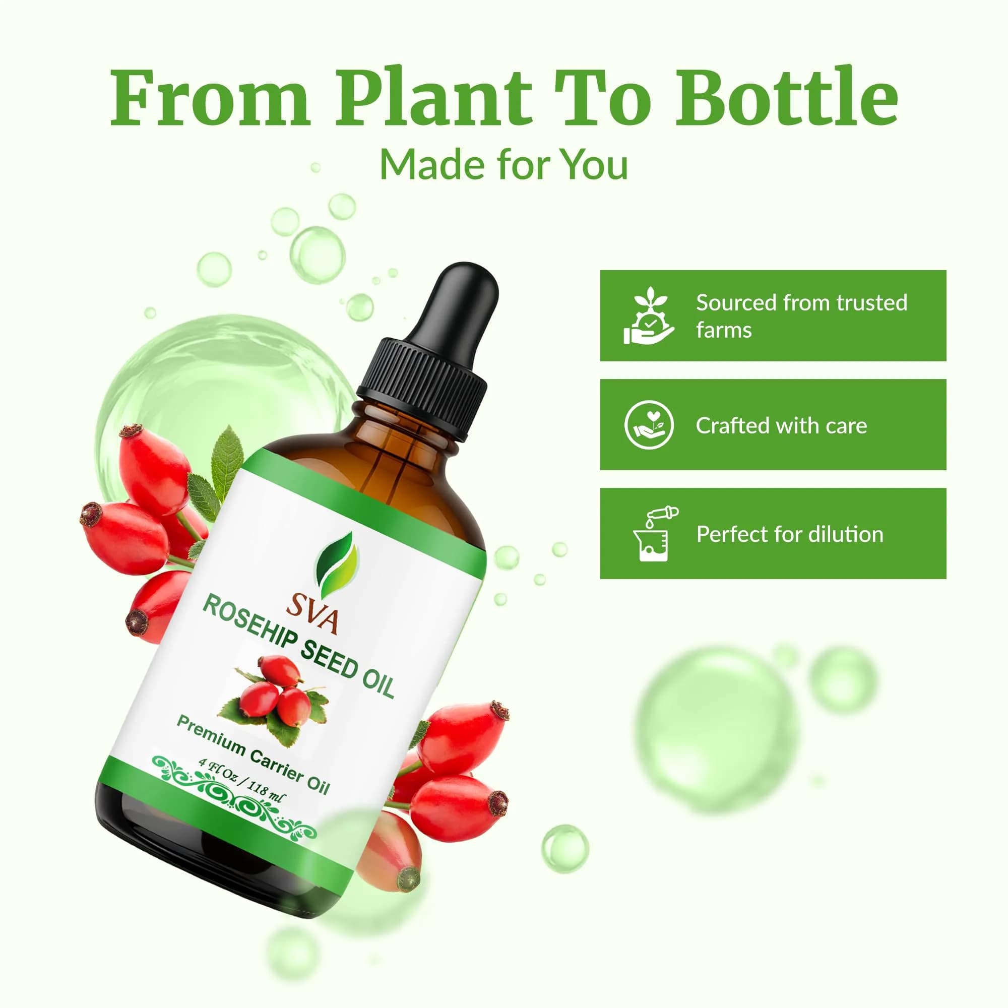 SVA ORGANICS Organic Rosehip Seed Oil 4 Fl Oz (118 ml) - Pure & Natural Carrier Oil - view 4
