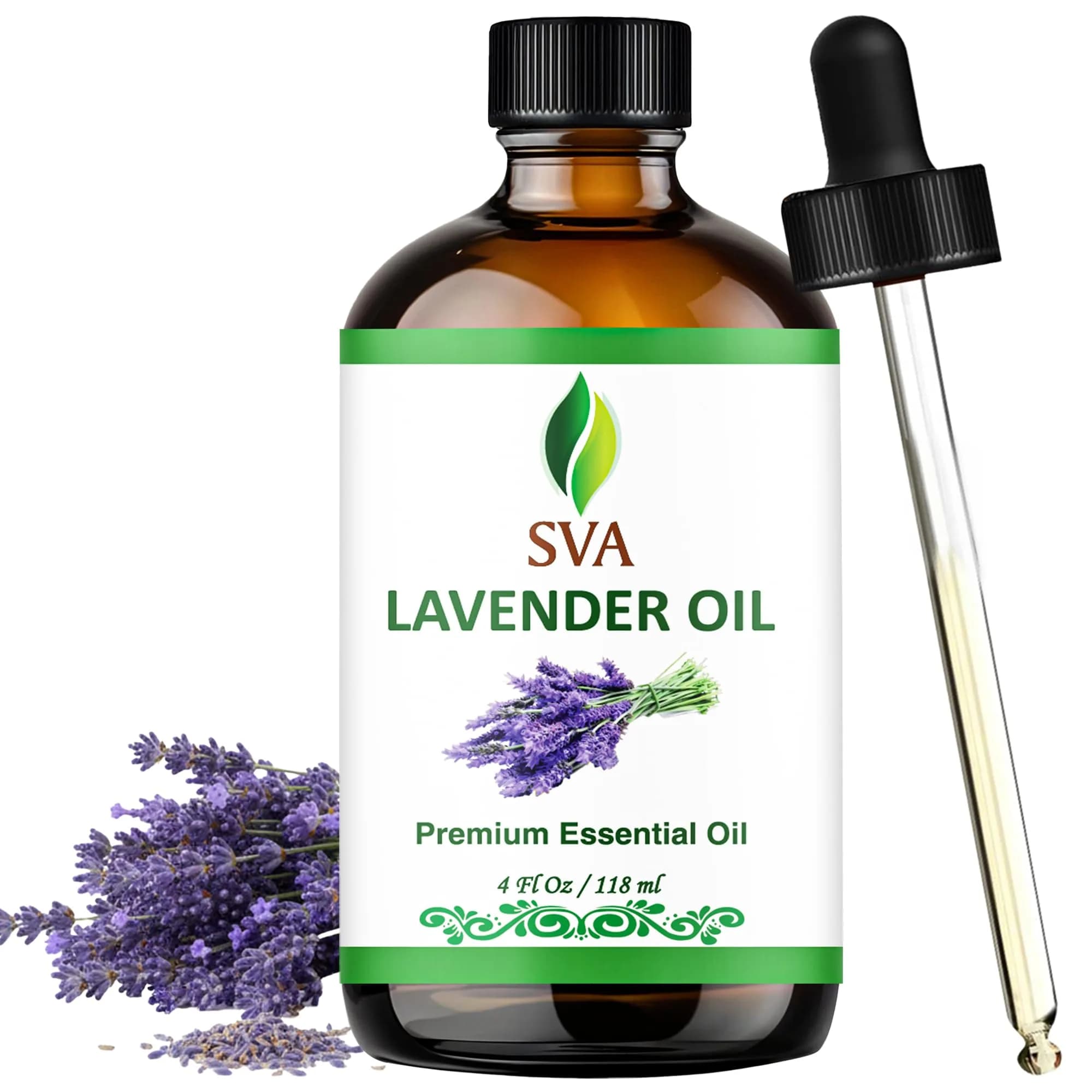 SVA ORGANICS Organic Lavender Essential Oil 4 Fl Oz (118 mL) - Pure & Natural Aromatherapy - main product image