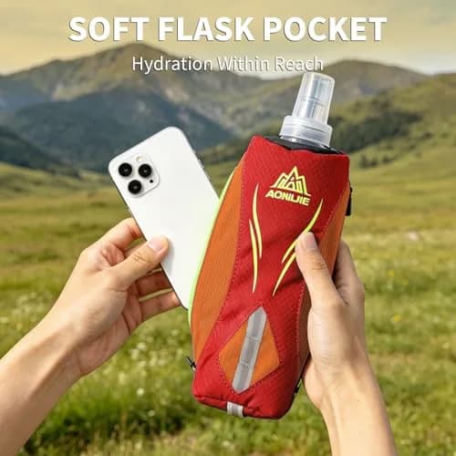 Geila Handheld Water Bottle for Running 17 oz | Soft Flask with Hand Strap, Hydration Pack, Orange thumbnail 4
