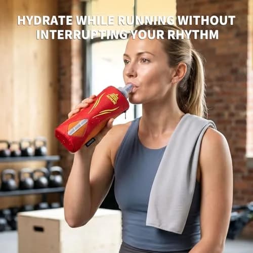 Geila Handheld Water Bottle for Running 17 oz | Soft Flask with Hand Strap, Hydration Pack, Orange thumbnail 6