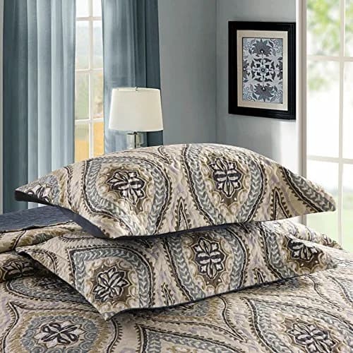MarCielo 3 Piece Quilted Bedspread Queen | Oversized Lightweight Bedding Ensemble with Floral Pattern thumbnail 4
