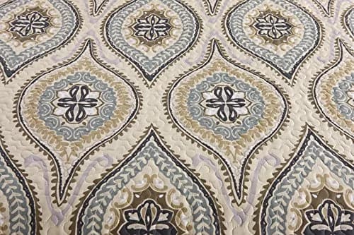 MarCielo 3 Piece Quilted Bedspread Queen | Oversized Lightweight Bedding Ensemble with Floral Pattern thumbnail 5