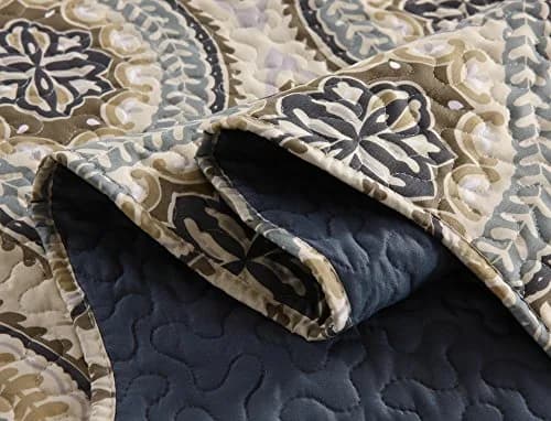 MarCielo 3 Piece Quilted Bedspread Queen | Oversized Lightweight Bedding Ensemble with Floral Pattern thumbnail 6