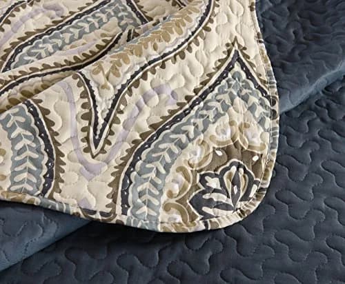 MarCielo 3 Piece Quilted Bedspread Queen | Oversized Lightweight Bedding Ensemble with Floral Pattern thumbnail 8