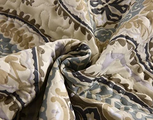 MarCielo 3 Piece Quilted Bedspread Queen | Oversized Lightweight Bedding Ensemble with Floral Pattern thumbnail 9
