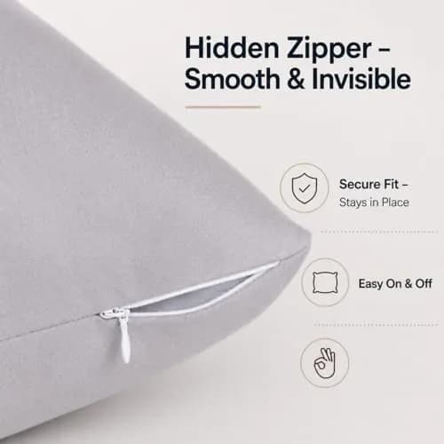 EVOLIVE Silver Grey Microfiber Body Pillow Cover 21"x54" | Ultra-Soft Breathable Microfiber thumbnail 5