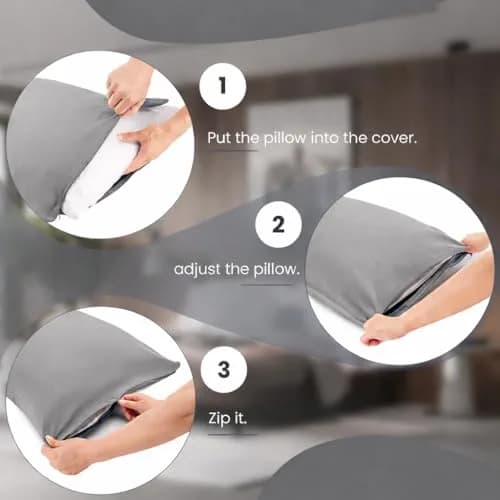 EVOLIVE Silver Grey Microfiber Body Pillow Cover 21"x54" | Ultra-Soft Breathable Microfiber thumbnail 7