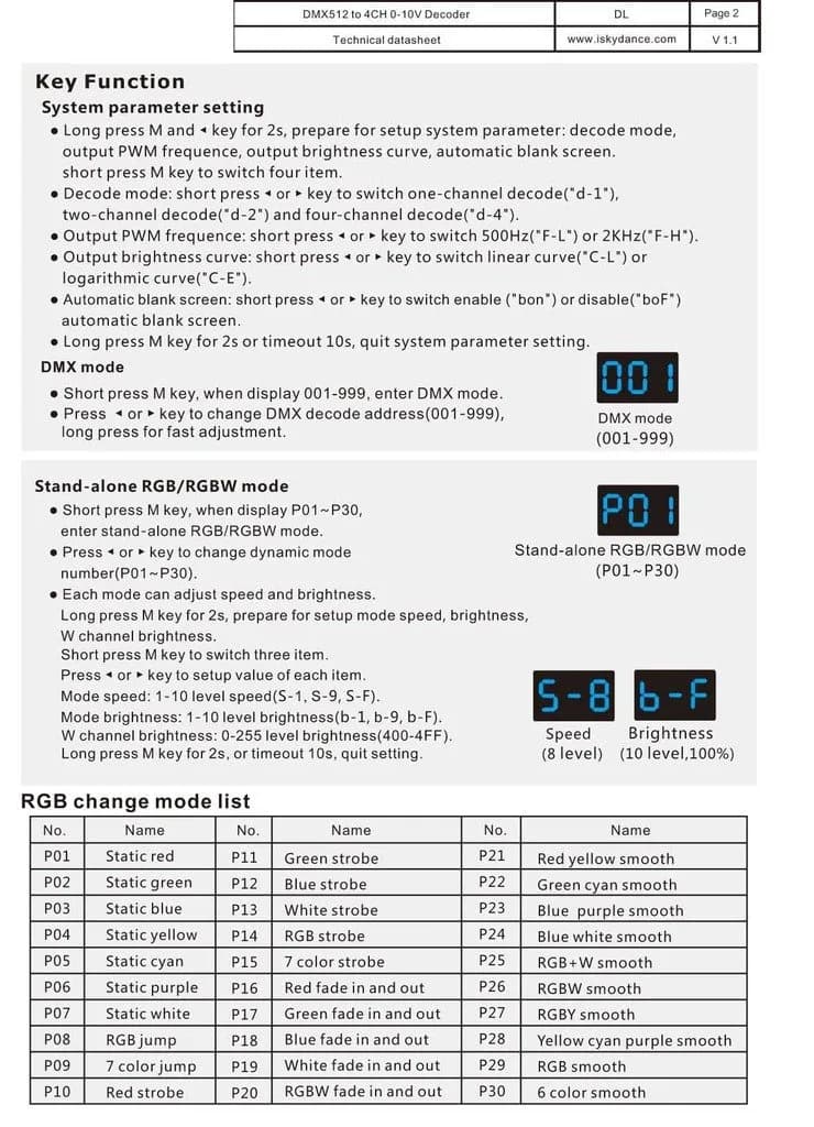 Nutbro DMX512 to 0-10V Decoder 4-Channel Dimmer 5-24VDC | RGB/RGBW Controller with Digital Display - view 5