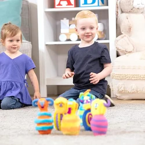 Melissa & Doug Fuzzy Monster Bowling Pins and Ball with Mesh Storage Bag - 8 Pieces Toddler Plush Indoor Bowling Set, for Toddlers and Kids Ages 2+ | Plush, Stable, Touchable Textures thumbnail 7