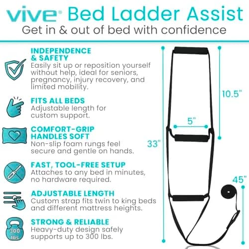 Vive Bed Ladder Assist - Pull Up Assist Device with Handle Strap Rope for Safe Mobility Support in India thumbnail 2