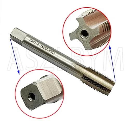 ASZLBYM 9/16-18 UNF Tap and Die Set 4 Flutes HSS Bottom Taper Right Hand Thread | Heavy Duty Threading Tools thumbnail 3