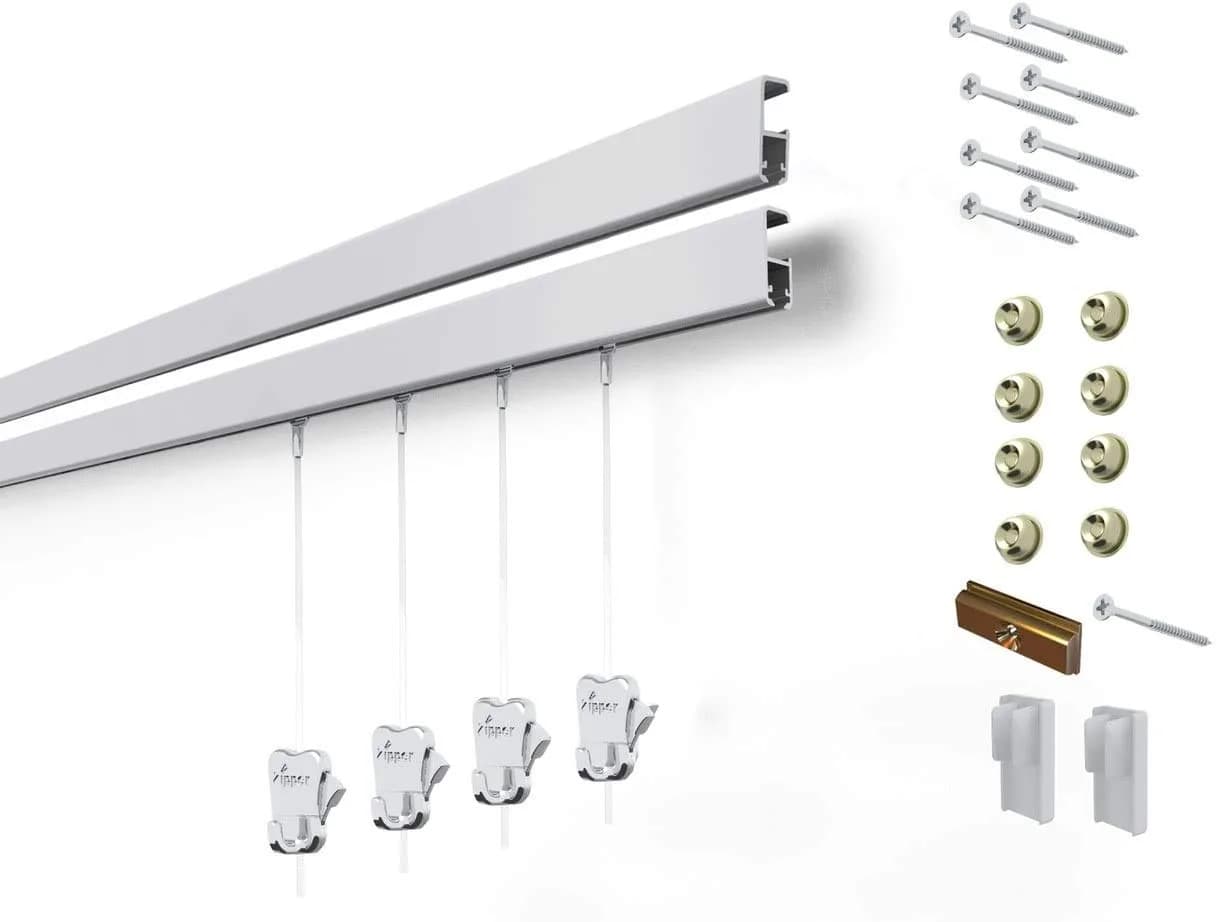 Stas Picture Hanging Systems Cliprail Pro Set - Heavy Duty Aluminum Rail 9.84 ft | Elegant Gallery Kit for Home & Museum