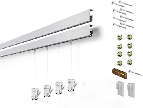 Stas Picture Hanging Systems Cliprail Pro Set - Heavy Duty Aluminum Rail 9.84 ft | Elegant Gallery Kit for Home & Museum thumbnail 1