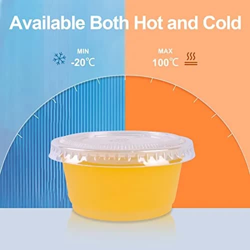 TashiBox 200 Pack of 2-Ounce Disposable Plastic Jello Shot Cups with Lids | Clear, Leak Proof, Food Grade thumbnail 5
