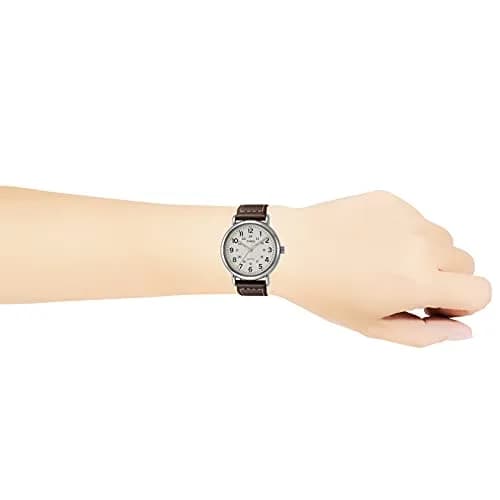 Timex Weekender 40mm Brown/Cream Leather Watch | Classic Style with INDIGLO Night-Light thumbnail 4