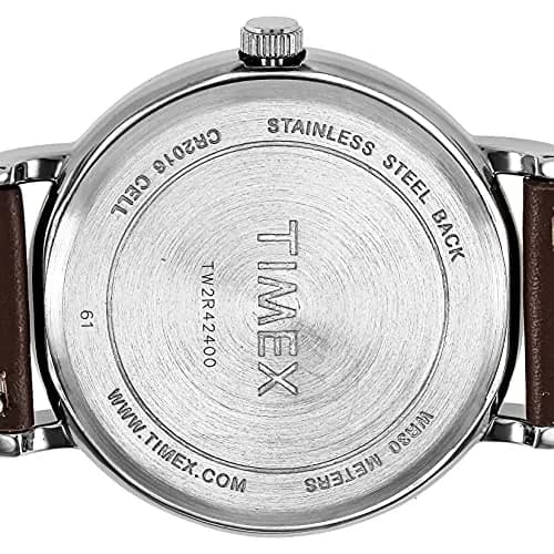 Timex Weekender 40mm Brown/Cream Leather Watch | Classic Style with INDIGLO Night-Light thumbnail 2