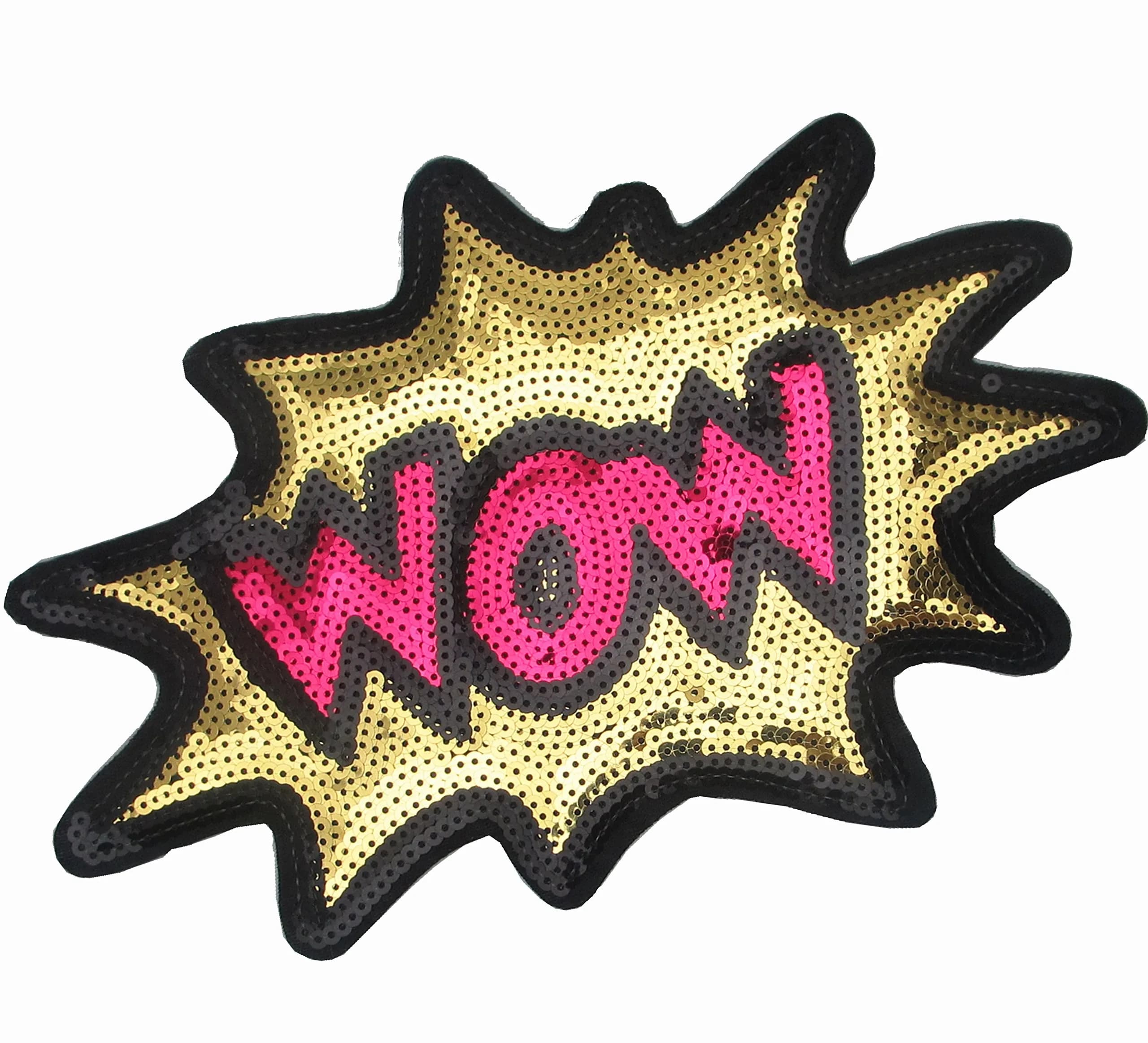 Dandan DIY Letter Wow Embroidered Sequin Patch | 27cm x 17cm (11" x 6.7") - main product image