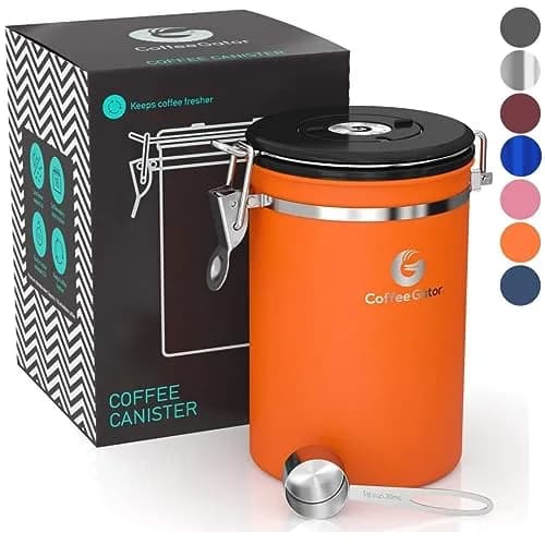 Coffee Gator Coffee Canister 22oz | Airtight Stainless Steel Container with Date Tracker & Scoop thumbnail 1