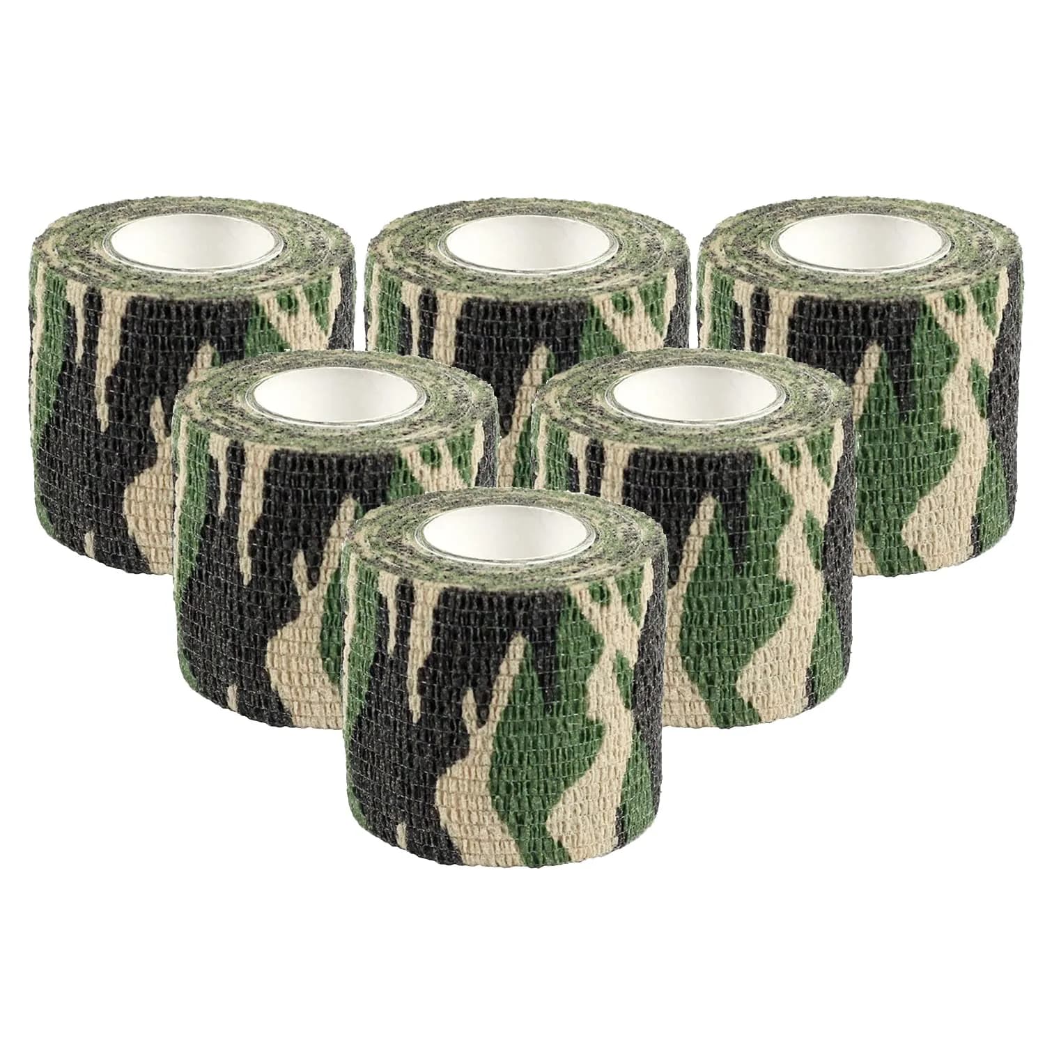 EAmber Camo Wrap Tape 5cm x 4.5m (2in x 14.76ft) | Self-Adhesive & Reusable Concealment Wrap — Woodland Camo