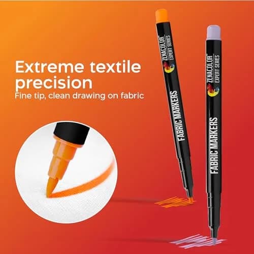 Zenacolor 20 Fabric Markers Pens Set - Indelible & Permanent Textile Markers, Fine Point, Multicolor (20 Count) thumbnail 2