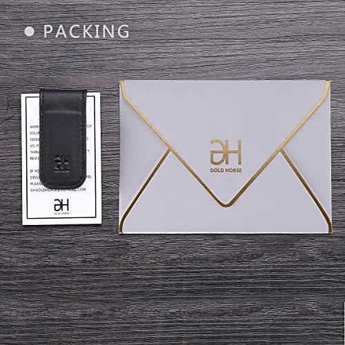 GH GOLD HORSE Slim Magnetic Money Clip Genuine Leather Business Card Holder for Men | 7 cm (2.75 in) thumbnail 7