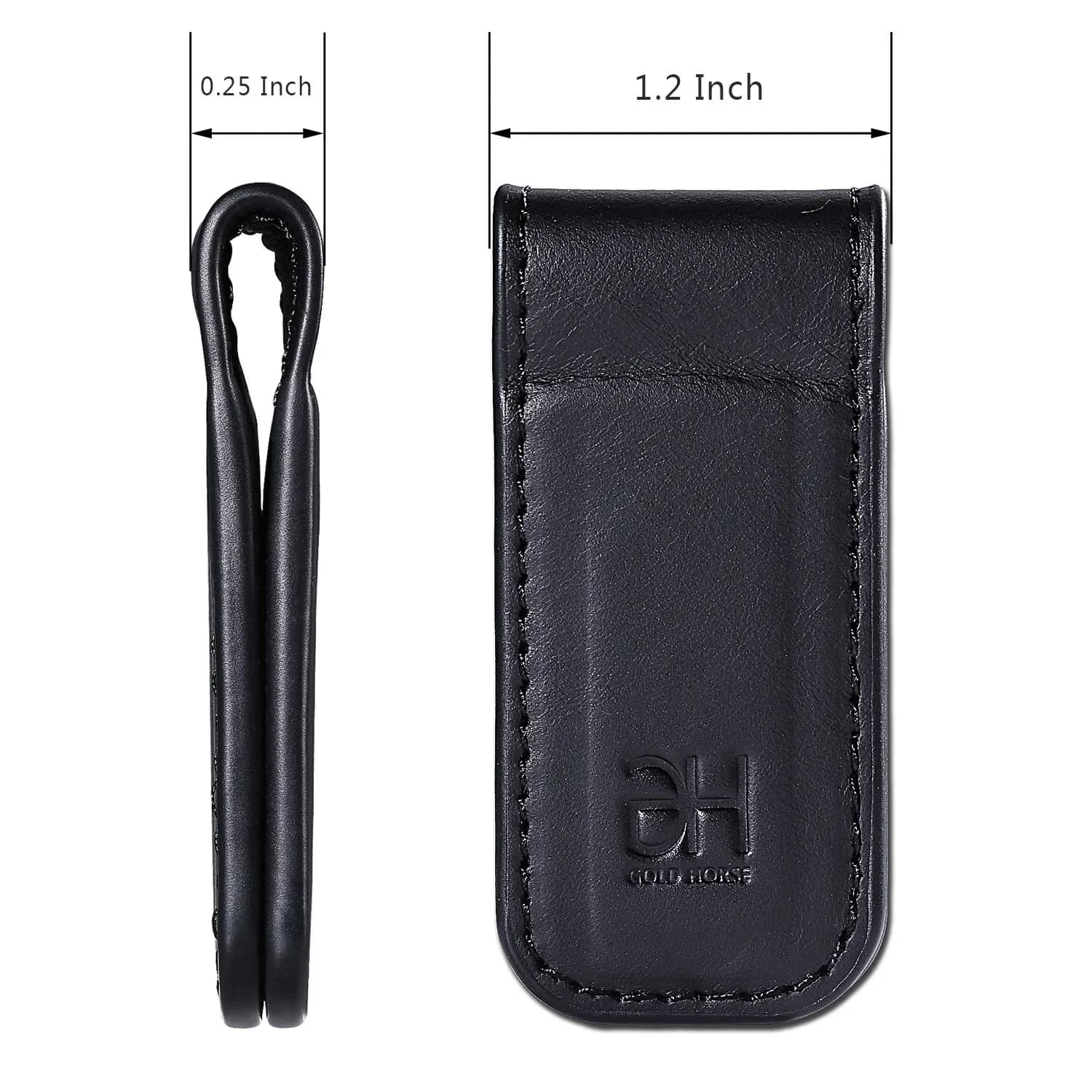 GH GOLD HORSE Slim Magnetic Money Clip Genuine Leather Business Card Holder for Men | 7 cm (2.75 in) - view 4