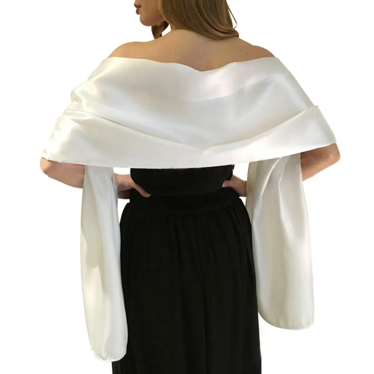 MLMW Satin Shawls and Wraps for Women 90"L x 26"W | Formal Bridal Party Accessory - main product image