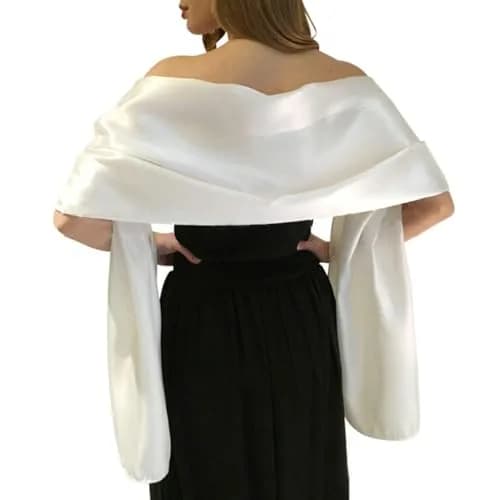 MLMW Satin Shawls and Wraps for Women 90"L x 26"W | Formal Bridal Party Accessory thumbnail 1
