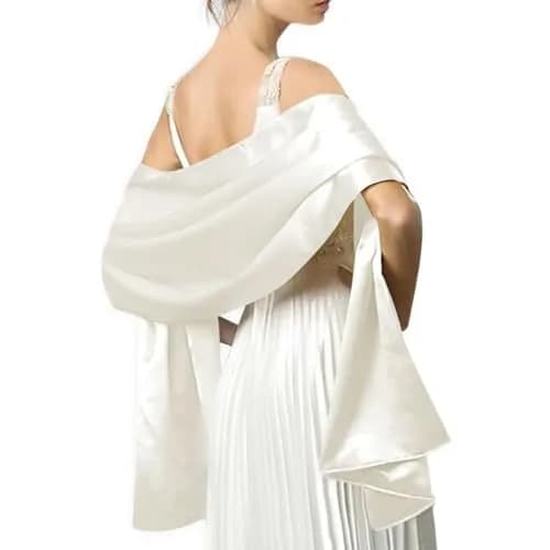 MLMW Satin Shawls and Wraps for Women 90"L x 26"W | Formal Bridal Party Accessory thumbnail 2