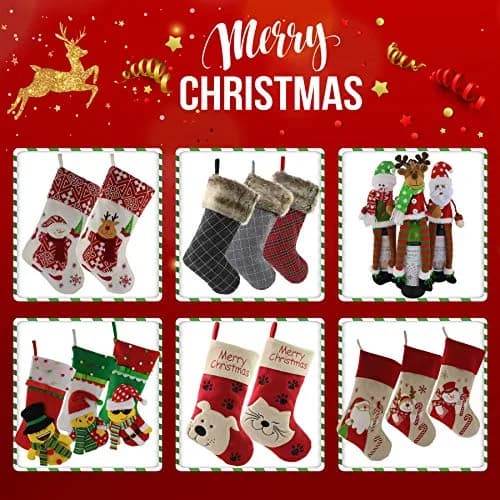 WEWILL Classic Christmas Stockings Set of 2 Elk, Snowman 17 inch | Festive Holiday Decor thumbnail 7