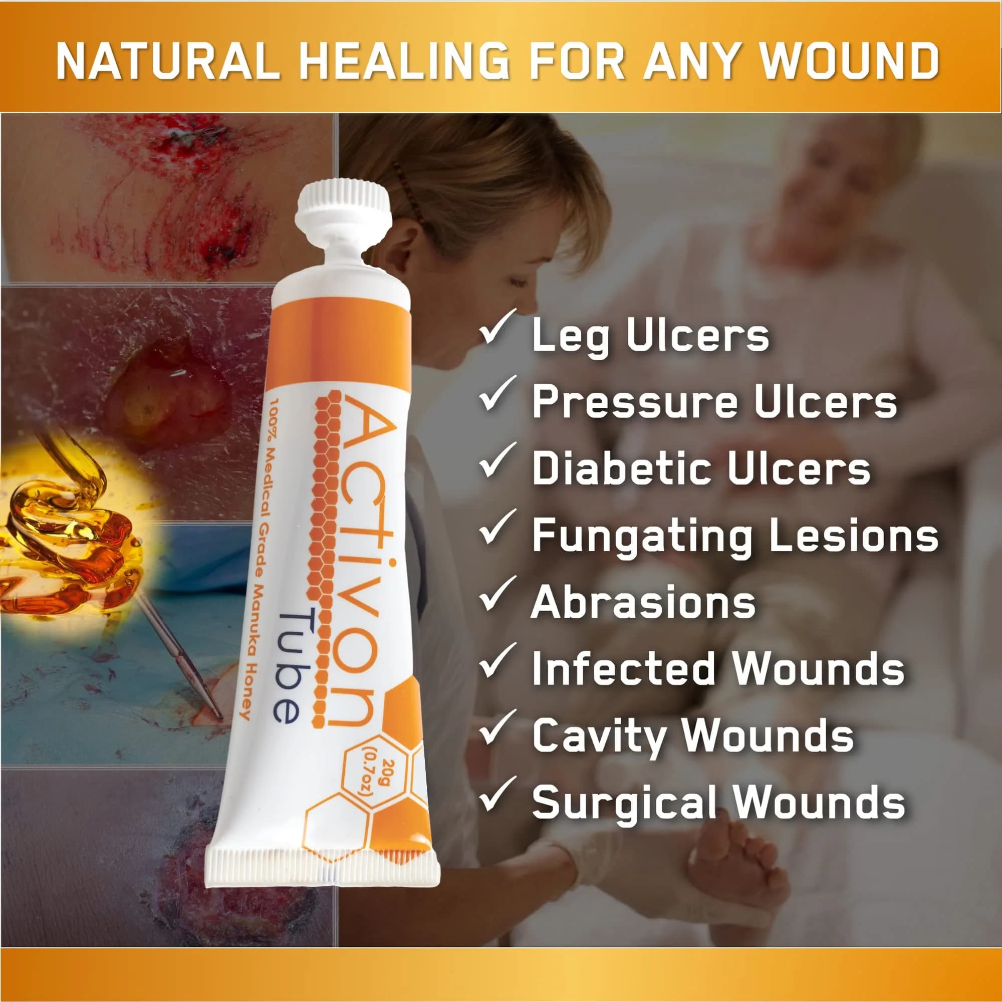 ActivOn Medical Grade Manuka Honey Gel 20g (0.7 Oz) | Natural Wound Healing - view 3