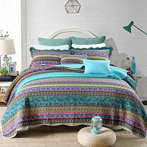 NEWLAKE King Size Bedspread Quilt Set | Patchwork Cotton & Microfiber, All Year Comfort thumbnail 1