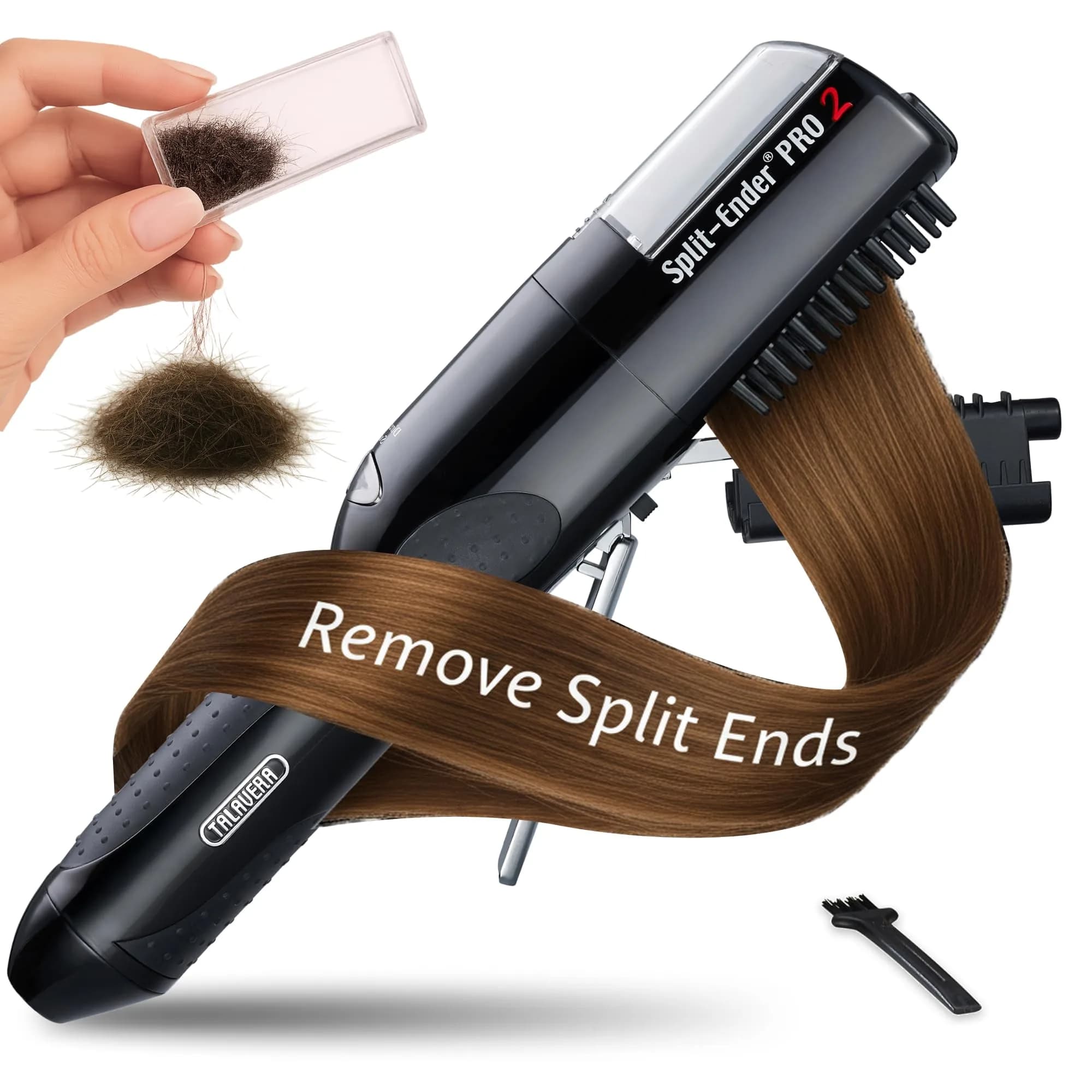 Split-Ender Pro 2 - Cordless Hair Trimmer for Damaged & Dry Hair | Safe Split End Removal (70-120c) — Black