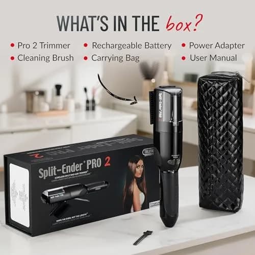 Split-Ender Pro 2 - Cordless Hair Trimmer for Damaged & Dry Hair | Safe Split End Removal (70-120c) thumbnail 9