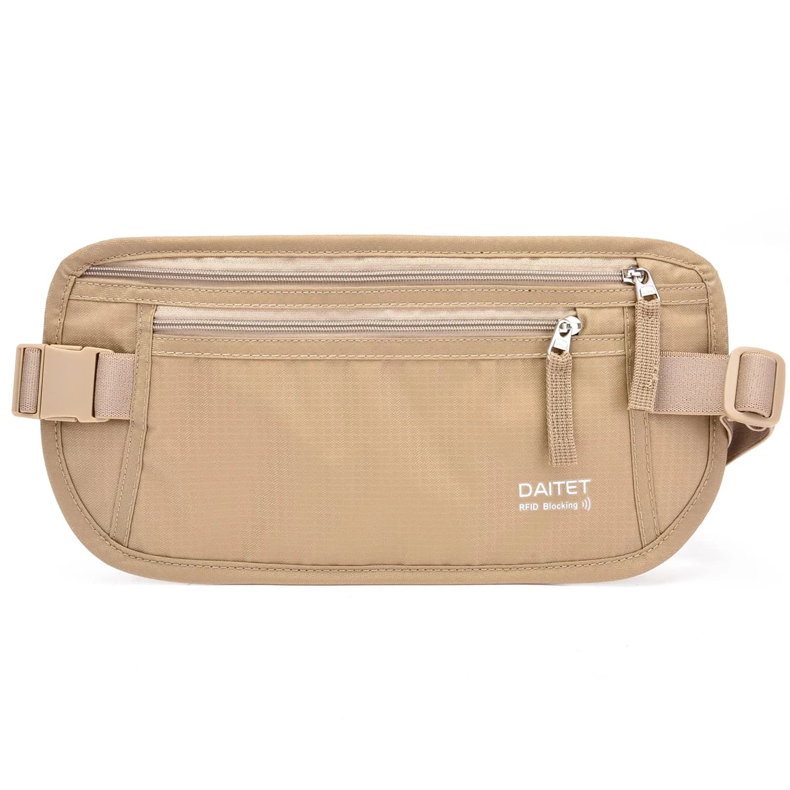 DAITET RFID Blocking Money Belt Passport Holder with Hidden Travel Wallet & Fanny Pack (Beige, 11.2" x 5.5") - main product image