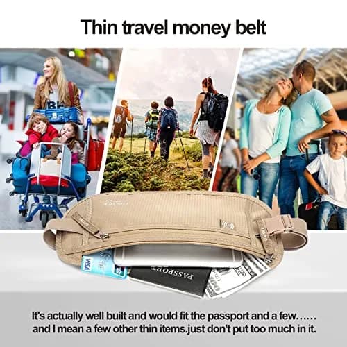 DAITET RFID Blocking Money Belt Passport Holder with Hidden Travel Wallet & Fanny Pack (Beige, 11.2" x 5.5") thumbnail 7