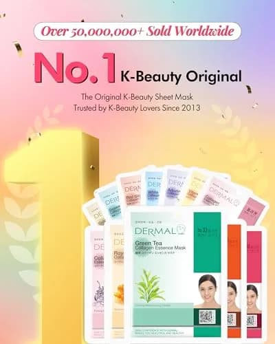 DERMAL 24 Combo Korean Essence Sheet Mask Variety Pack, Collagen & More | 24 Masks (552ml) thumbnail 2