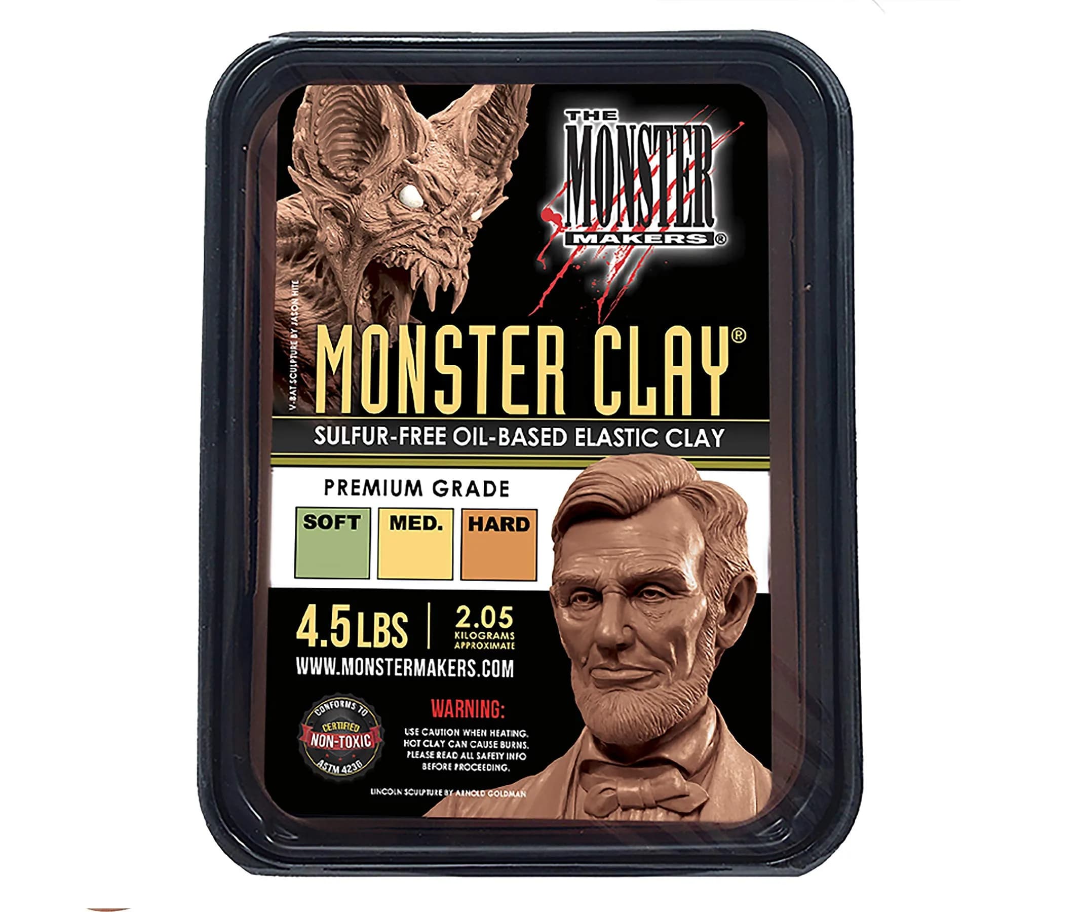 Monster Clay Premium Grade Modeling Clay 2.27 kg (5 lb) Brown | Re-usable Oil/Wax Based Sculpting Medium - main product image