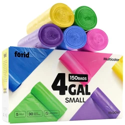 FORID Small Trash Bags 4 Gallon | Extra Thick Colored Garbage Bags Unscented, Strong Plastic Wastebasket Liners for Home & Office thumbnail 1