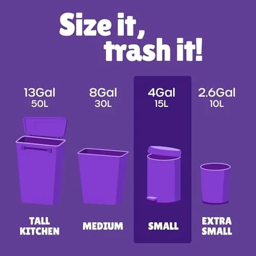 FORID Small Trash Bags 4 Gallon | Extra Thick Colored Garbage Bags Unscented, Strong Plastic Wastebasket Liners for Home & Office thumbnail 2