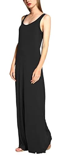 Urban CoCo Women's Scoop Neck Solid Sleeveless Maxi Dress 95% Polyester 5% Spandex | Casual Summer Beach Wear thumbnail 4