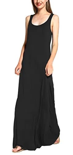 Urban CoCo Women's Scoop Neck Solid Sleeveless Maxi Dress 95% Polyester 5% Spandex | Casual Summer Beach Wear thumbnail 2