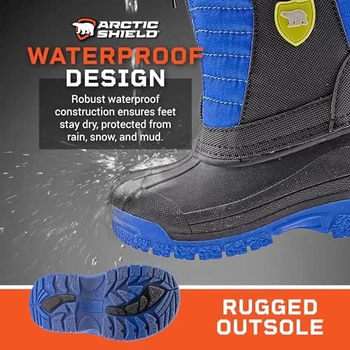 ArcticShield Kids Winter Boots Blue 11 Little Kid | Waterproof Insulated Snow Boots for Boys & Girls thumbnail 4
