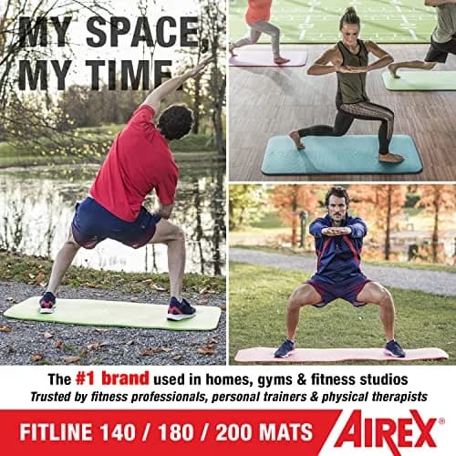 AIREX Fitline 140 Premium Exercise Mat 56" x 23" Lime | Non-Slip, Water-Resistant Foam for Home & Water Workouts thumbnail 4