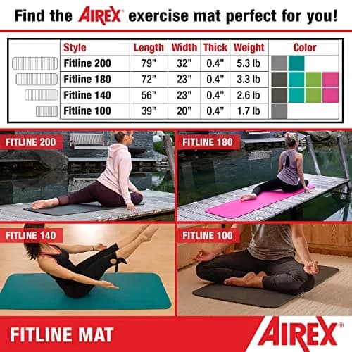 AIREX Fitline 140 Premium Exercise Mat 56" x 23" Lime | Non-Slip, Water-Resistant Foam for Home & Water Workouts thumbnail 5